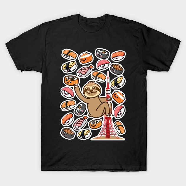 Sloth Sushi Tokyo T-Shirt by Plushism